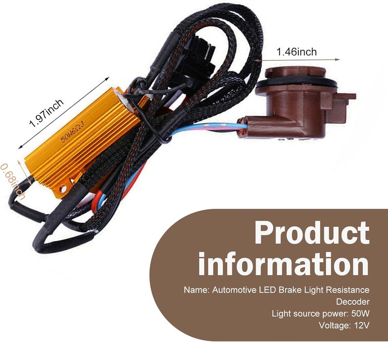 SLIMI 2 PCS Car 3157 Brake Light Resistor Decoders, 50W 6 Ohm LED Resistor Load Harness Decoders, Turn Signal Error Decoding Harness, for T20/3157/4157 Light Bulb (Multicolored) - Image 2